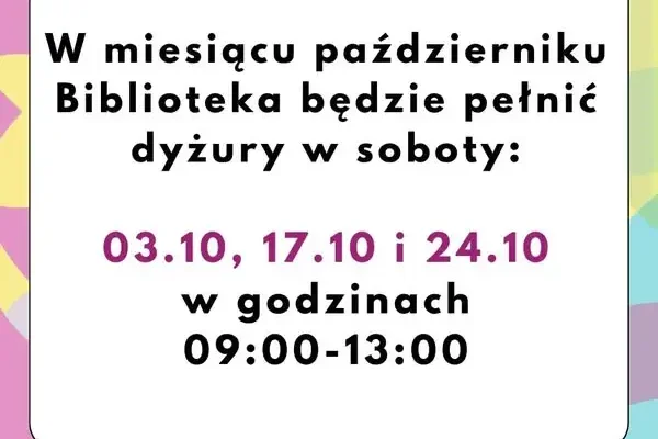 Gminna Biblioteka Publiczna w Goleszowie zaprasza w soboty października