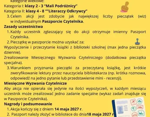 Szkoła w Ustroniu zaprasza uczniów do literackiej podróży – rusza „Paszport Czytelnika”