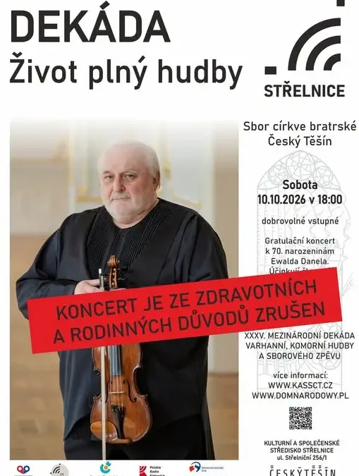 Zmiana w programie Międzynarodowej Dekady Muzyki – odwołany koncert w Českim Těšínie