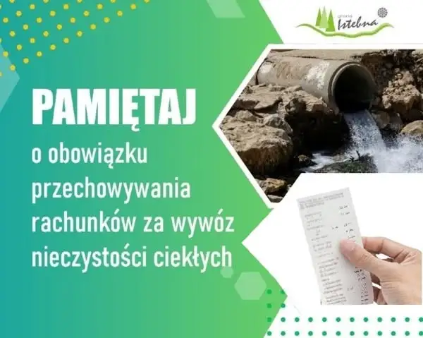 Gmina Istebna przypomina: rachunki za wywóz nieczystości ciekłych trzeba przechowywać