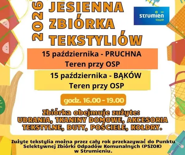 Jesienna zbiórka tekstyliów w gminie Strumień – Bąków i Pruchna już dziś