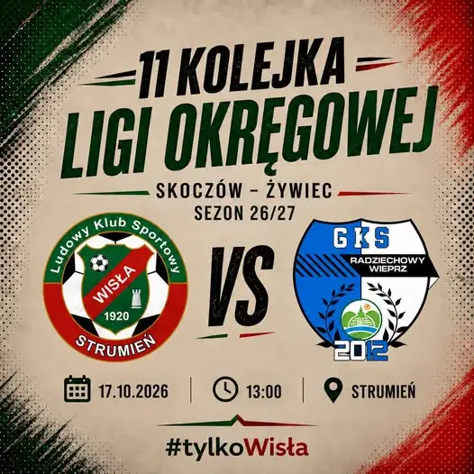 Wisła Strumień zmierzy się z wiceliderem. GKS Radziechowy-Wieprz przyjeżdża w sobotę