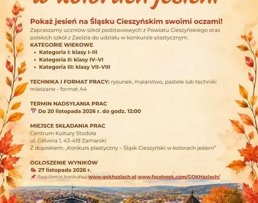 Konkurs plastyczny „Śląsk Cieszyński w kolorach jesieni” – zaproszenie dla uczniów