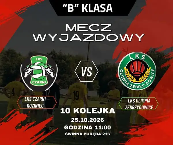 Olimpia Zebrzydowice zagra na wyjeździe z LKS Czarnymi Koziniec w 10. kolejce