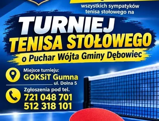 Amatorski turniej tenisa stołowego w Gumnie – zawalcz o Puchar Wójta Gminy Dębowiec