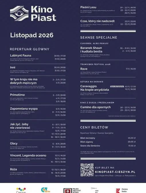 Listopadowy repertuar Kina Piast w Cieszynie – co zobaczymy na ekranie?