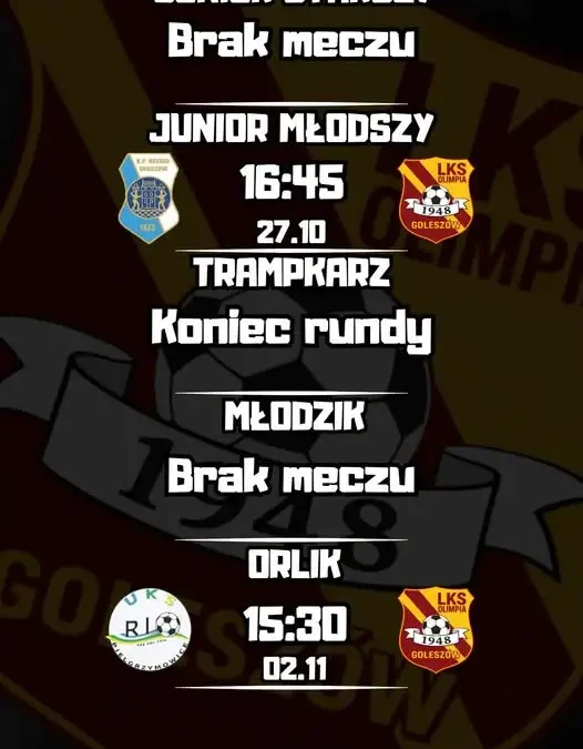 Terminarz młodzieży: juniorzy młodsi i orliki zagrają na wyjazdach