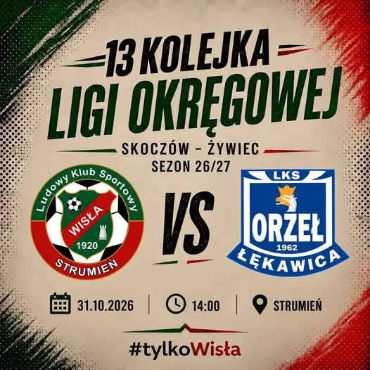 Wisła Strumień zagra z Orłem Łękawica na zakończenie jesieni