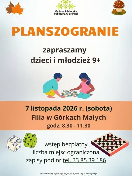 Planszogranie w Górkach Małych – zaproszenie na 7 listopada