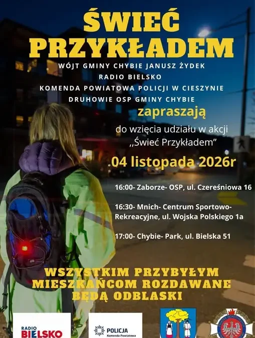 Akcja „Świeć Przykładem” w gminie Chybie – 4 listopada zadbaj o widoczność na drodze